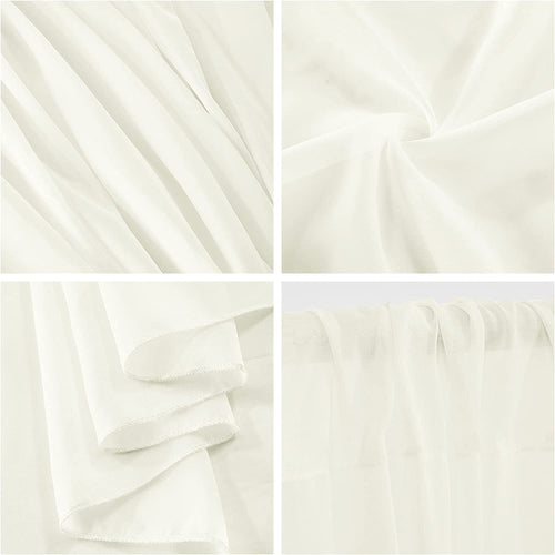 Backdrop Chiffon Curtains 10' Ft x 10' Ft - IVORY - 1 Panel Chiffon Backdrop Curtain Sheer Curtains Wedding Arch Draping Fabric for Party