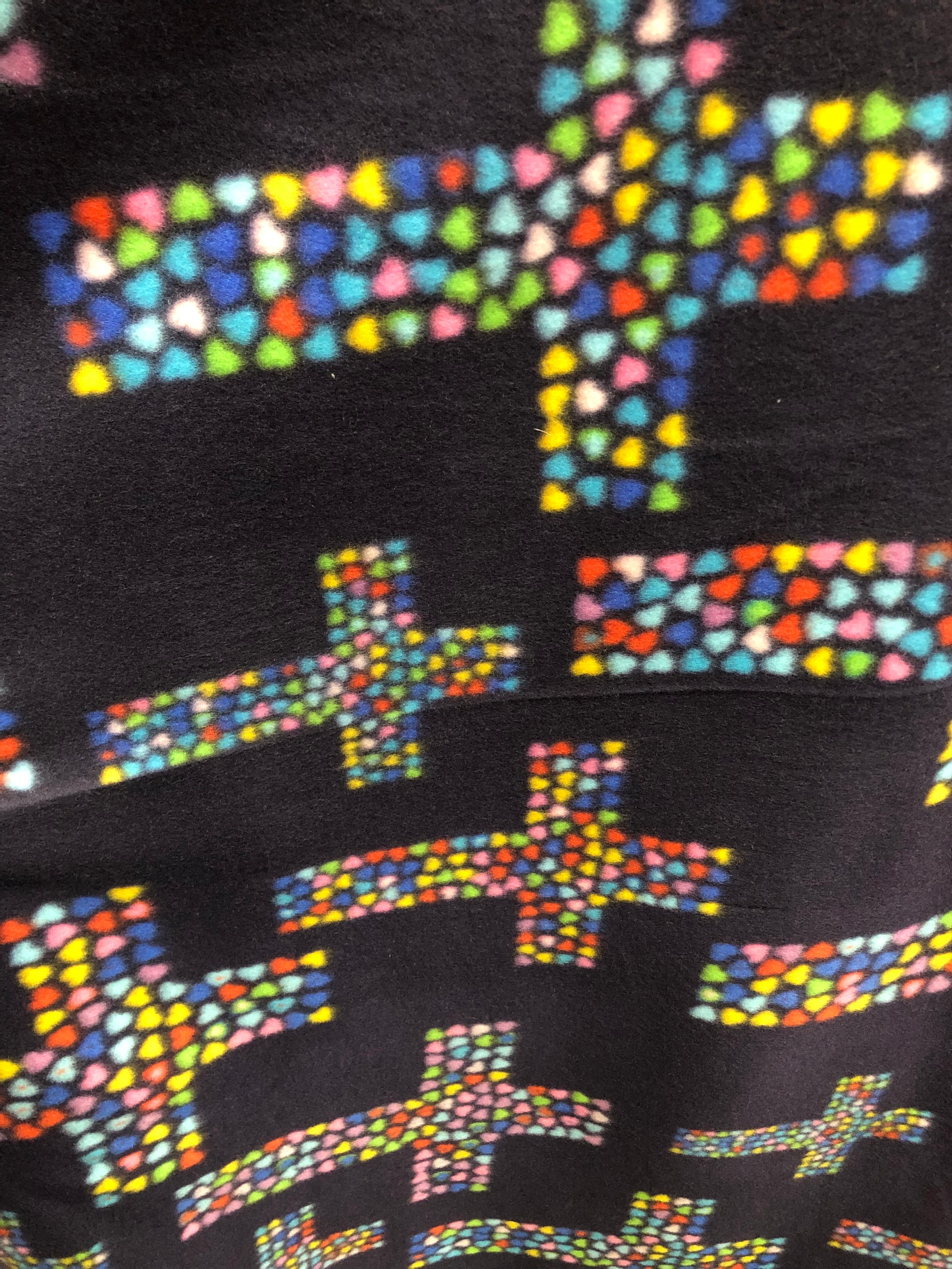 Hearts Cross Print - Anti Pill Theme Fleece Fabric, 60” Inches Wide – Sold By The Yard