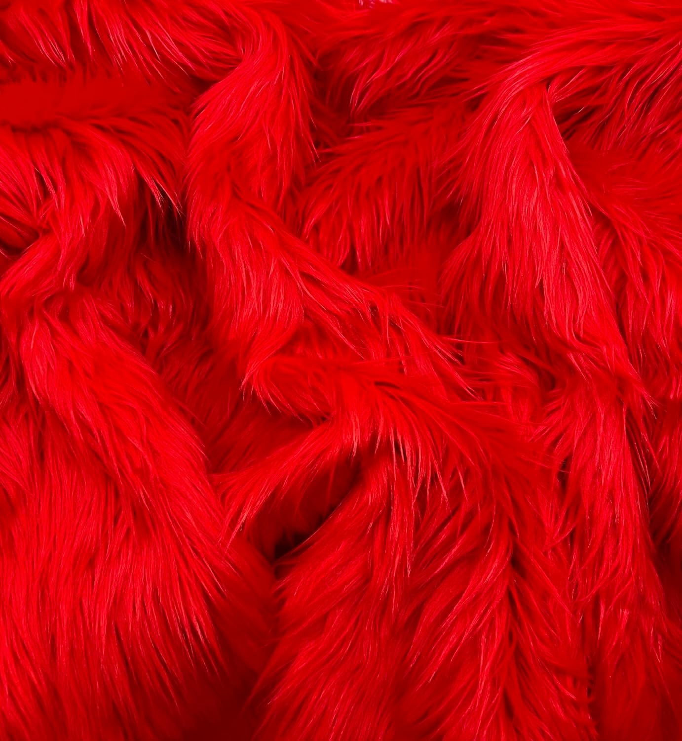 Shaggy Faux Fur Fabric - RED - Sold By Yard - 60" Width For Coats Costumes Scarfs Rugs Crafts Decor - Quilting, Pillows, Throws,