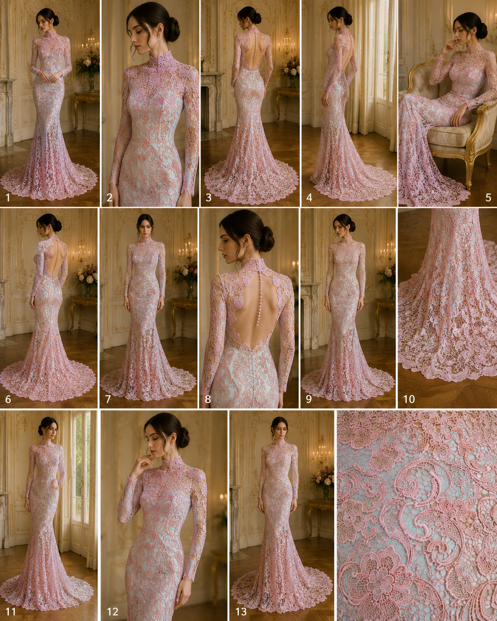 Floral Guipure Lace Fabric - PINK - Bridal Wedding Dress Lace a Mesh Fabric for Prom Dress. Sold By The Yard