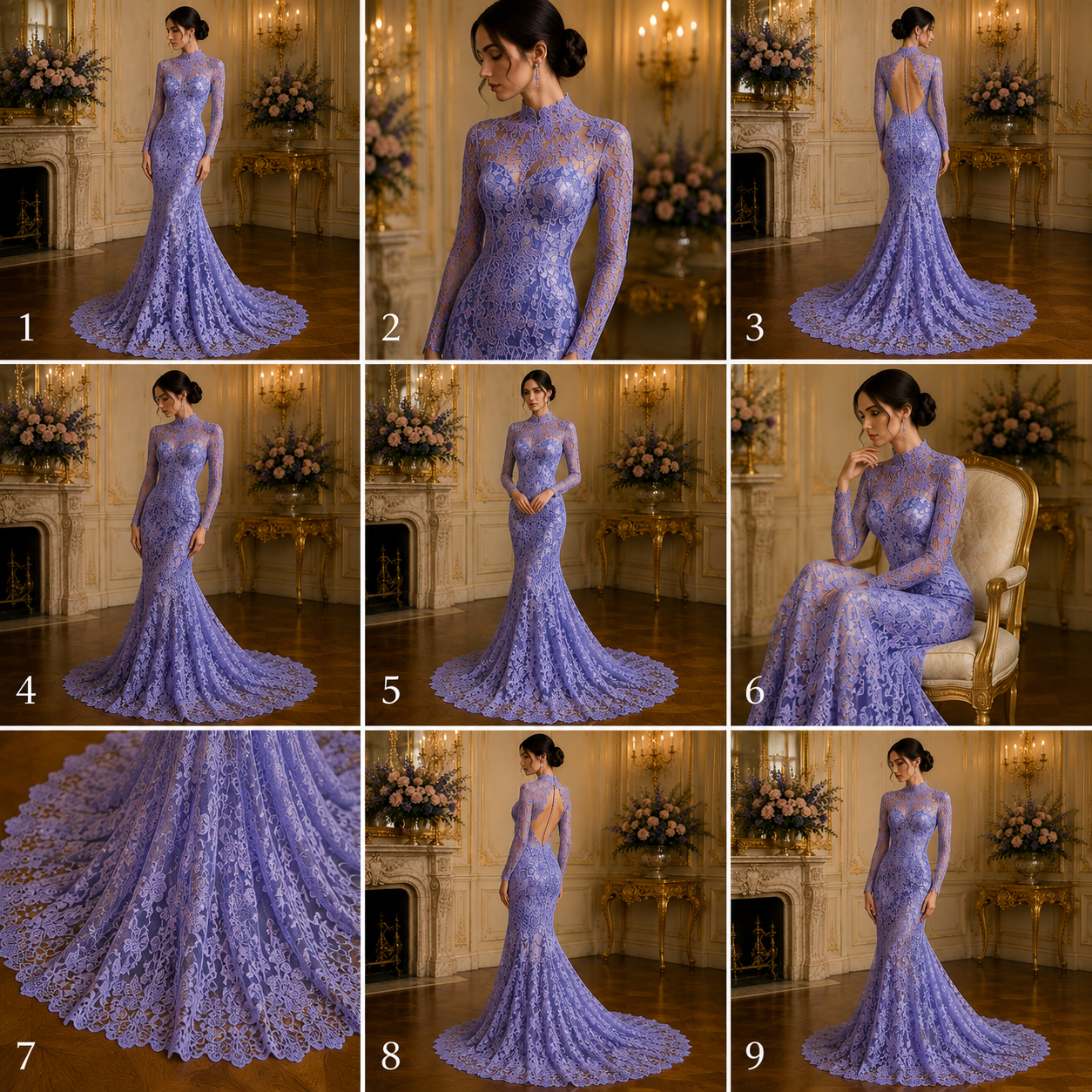 Floral Guipure Lace Fabric - LILAC - Bridal Wedding Dress Lace a Mesh Fabric for Prom Dress. Sold By The Yard