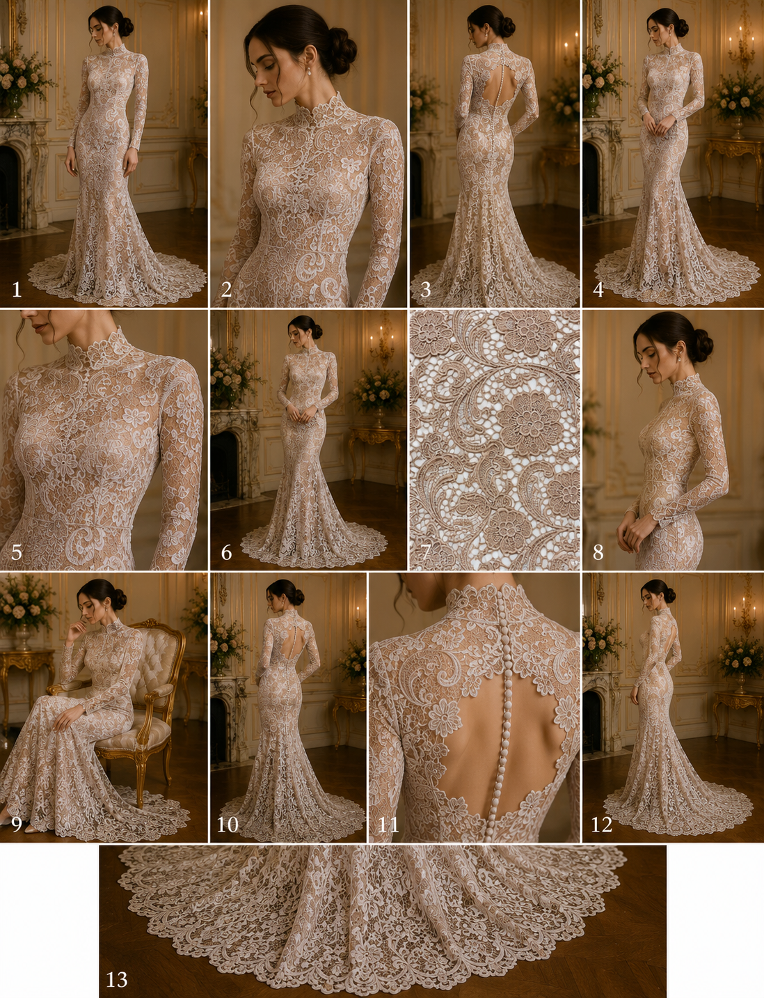 Floral Guipure Lace Fabric - COFFEE - Bridal Wedding Dress Lace a Mesh Fabric for Prom Dress. Sold By The Yard