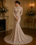 Floral Guipure Lace Fabric - COFFEE - Bridal Wedding Dress Lace a Mesh Fabric for Prom Dress. Sold By The Yard