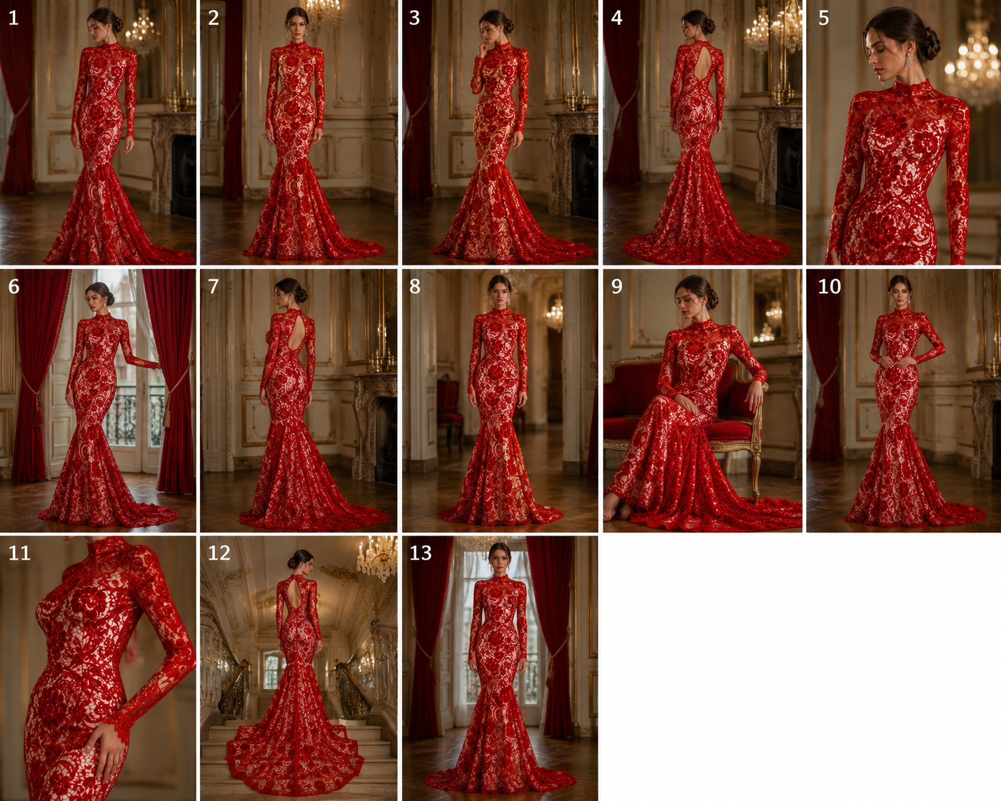 Floral Guipure Lace Fabric - RED - Bridal Wedding Dress Lace a Mesh Fabric for Prom Dress. Sold By The Yard