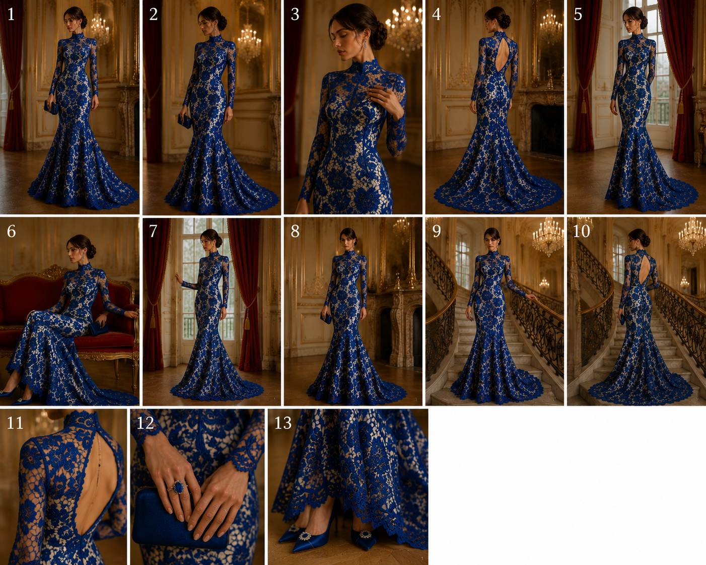 Floral Guipure Lace Fabric - ROYAL - Bridal Wedding Dress Lace a Mesh Fabric for Prom Dress. Sold By The Yard