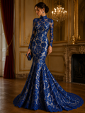 Floral Guipure Lace Fabric - ROYAL - Bridal Wedding Dress Lace a Mesh Fabric for Prom Dress. Sold By The Yard