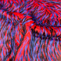 BLUE - BLACK - On Red 3 Tone Spiked Shaggy Long Pile Fabric / Sold by The Yard - For Blankets Fashion Clothing Coats