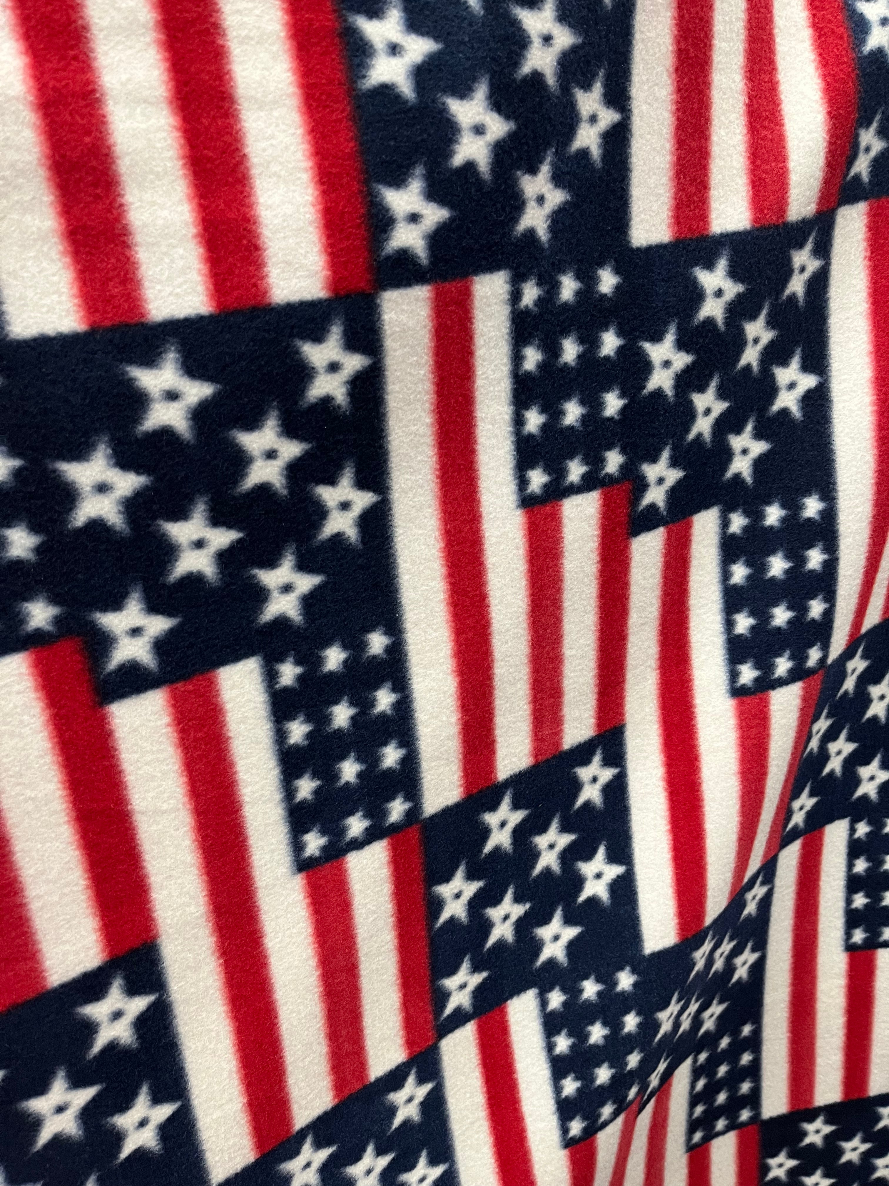 American Flags Print - Anti Pill Theme Fleece Fabric, 60” Inches Wide – Sold By The Yard