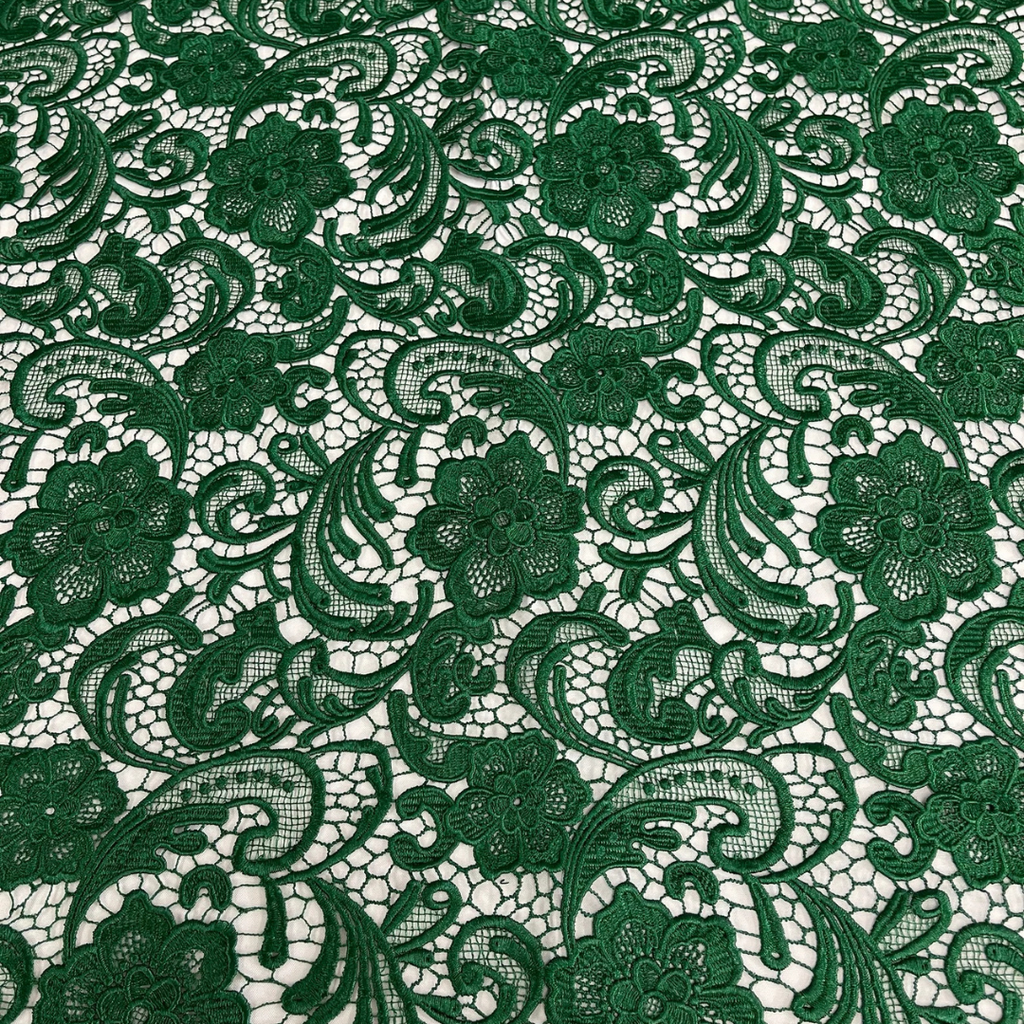 Floral Guipure Lace Fabric - HUNTER - Bridal Wedding Dress Lace a Mesh Fabric for Prom Dress. Sold By The Yard
