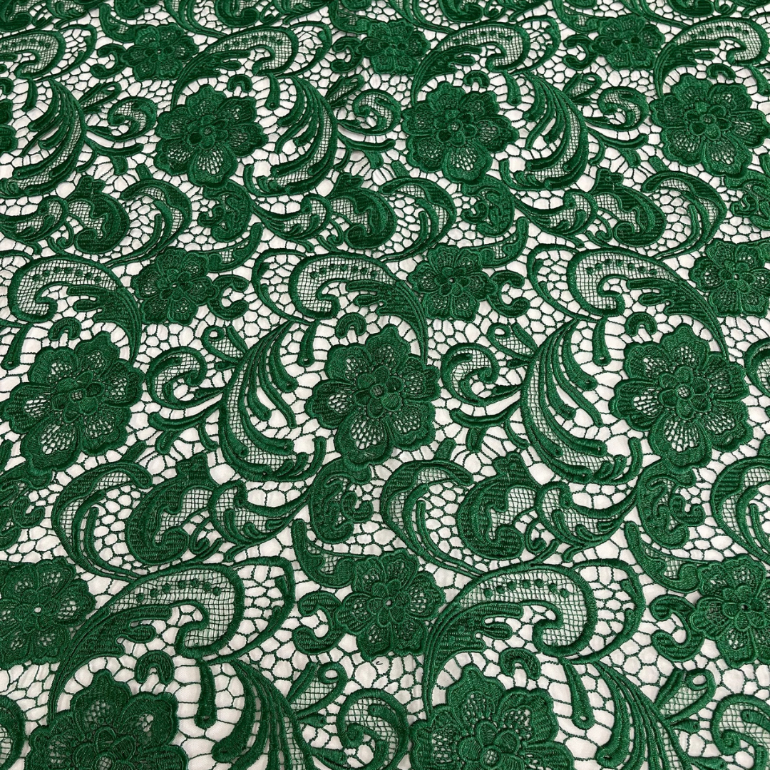 Floral Guipure Lace Fabric - HUNTER - Bridal Wedding Dress Lace a Mesh Fabric for Prom Dress. Sold By The Yard