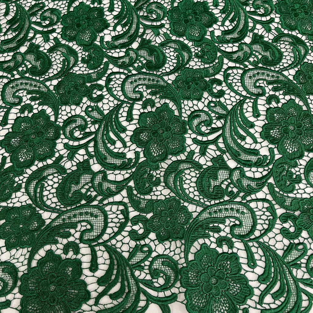 Floral Guipure Lace Fabric - HUNTER - Bridal Wedding Dress Lace a Mesh Fabric for Prom Dress. Sold By The Yard