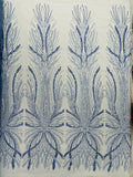 BRIDAL  - LT BLUE - Designs Embroider with Sequins and Heavy Beaded on a Mesh Lace Fabric - Sold By The Yard