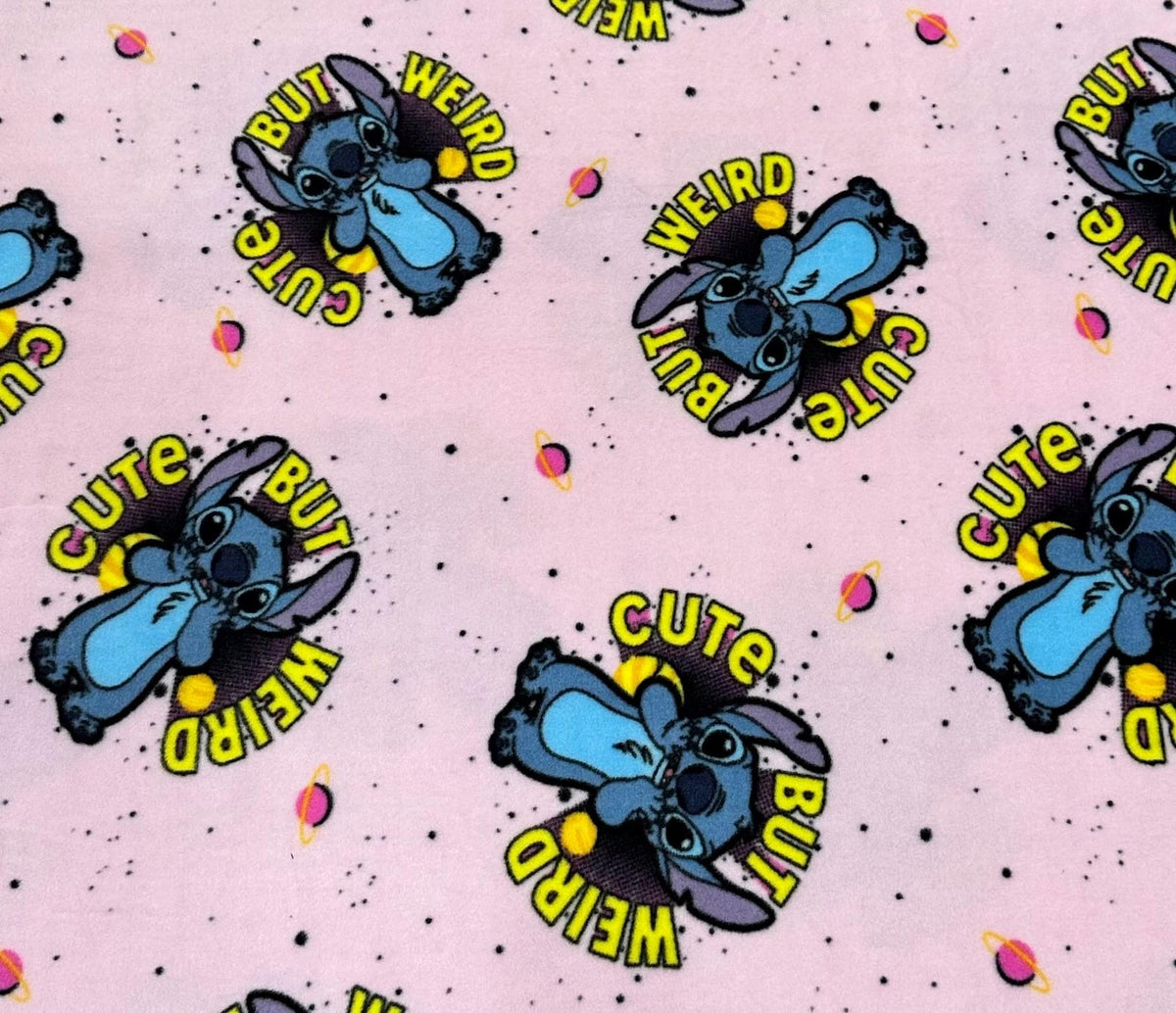 Cute Stitch Fleece Fabric/Sold by The Yard / 58" Wide/Anti Pill Fleece/Perfect for Blanket, Bed Spread