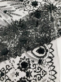 Floral 3D Damask with Glitter Mesh Lace Fabric - Sold By The Yard. Black