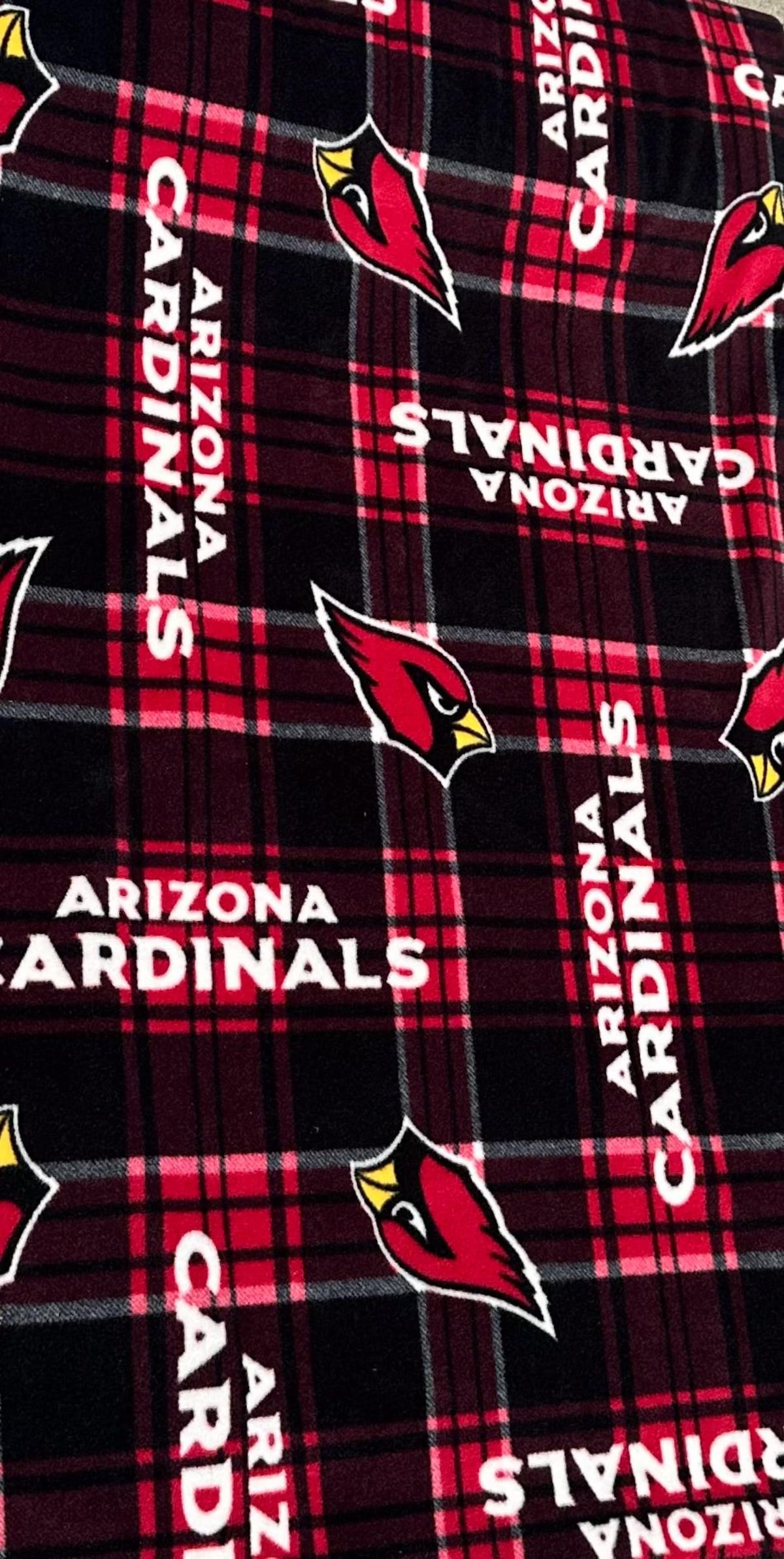 Arizona Cardinals Fleece Fabric Plaid, NFL Licensed Style Red Black Blanket Fabric, Football Team Fabric by the Yard, Anti Pill Fleece