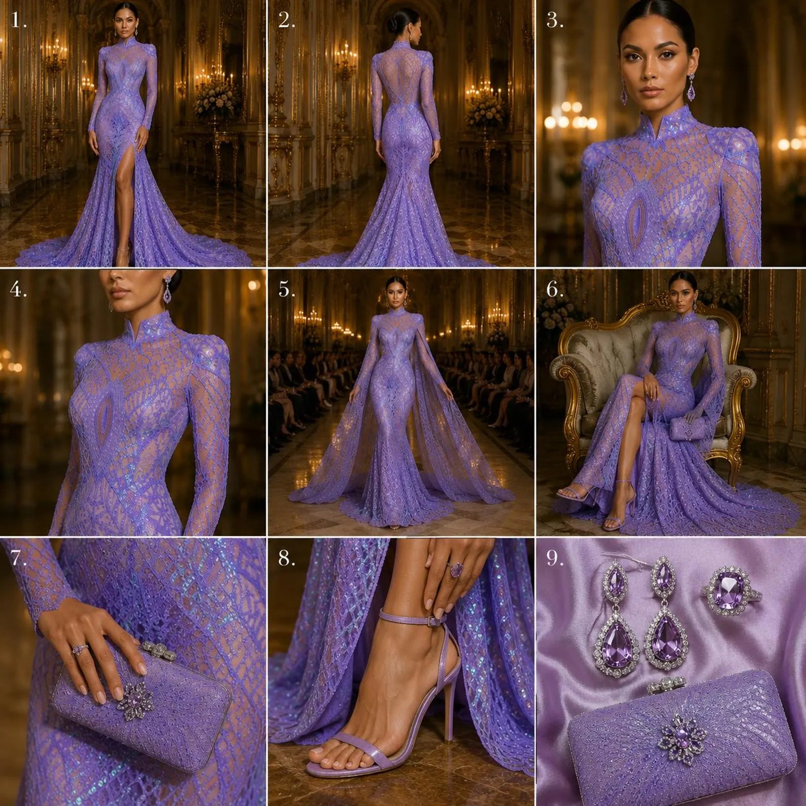 Lavender - Marvelous Mermaid Luxury Shiny Sequin 4-Way Stretch Mesh Fabric – Prom & Evening Dress Material By The Yard.