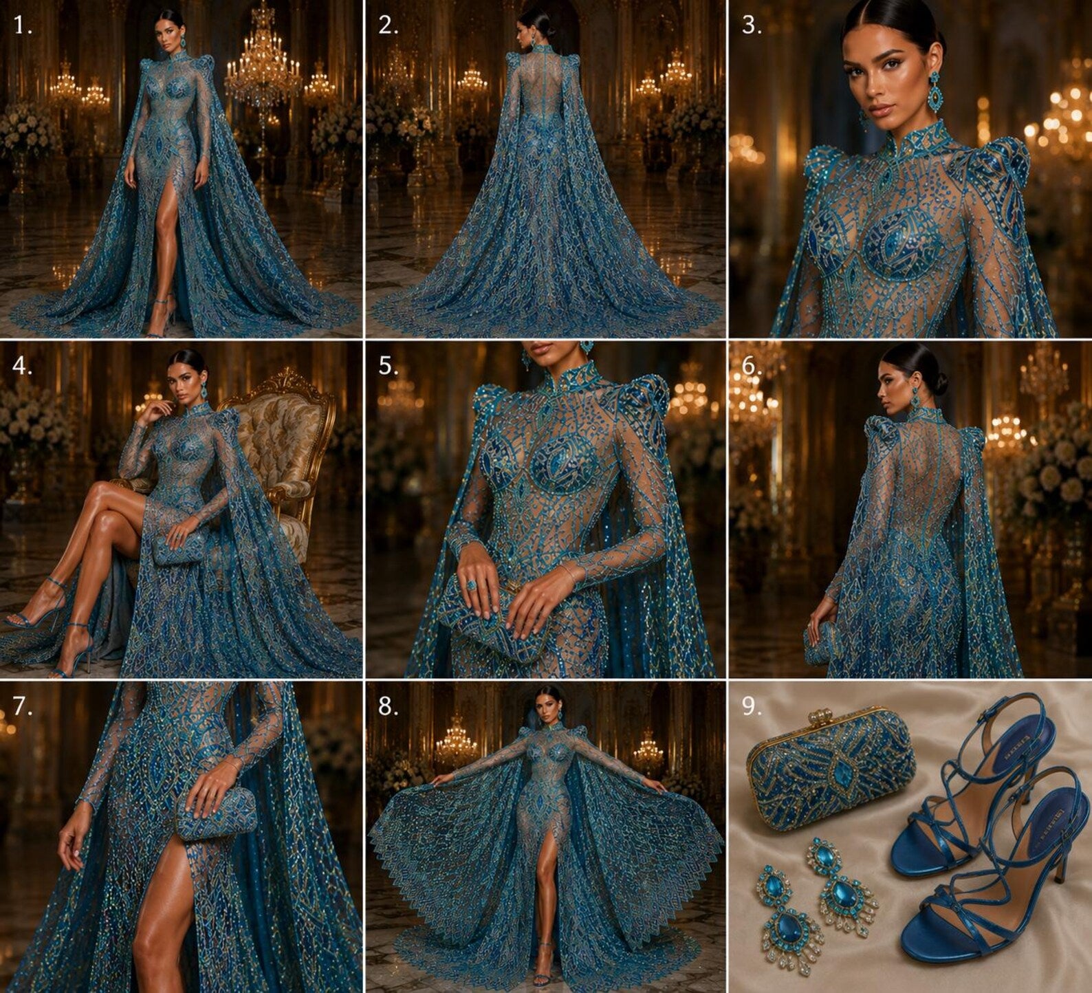Mint/Aqua - Marvelous Mermaid Luxury Shiny Sequin 4-Way Stretch Mesh Fabric – Prom & Evening Dress Material By The Yard.