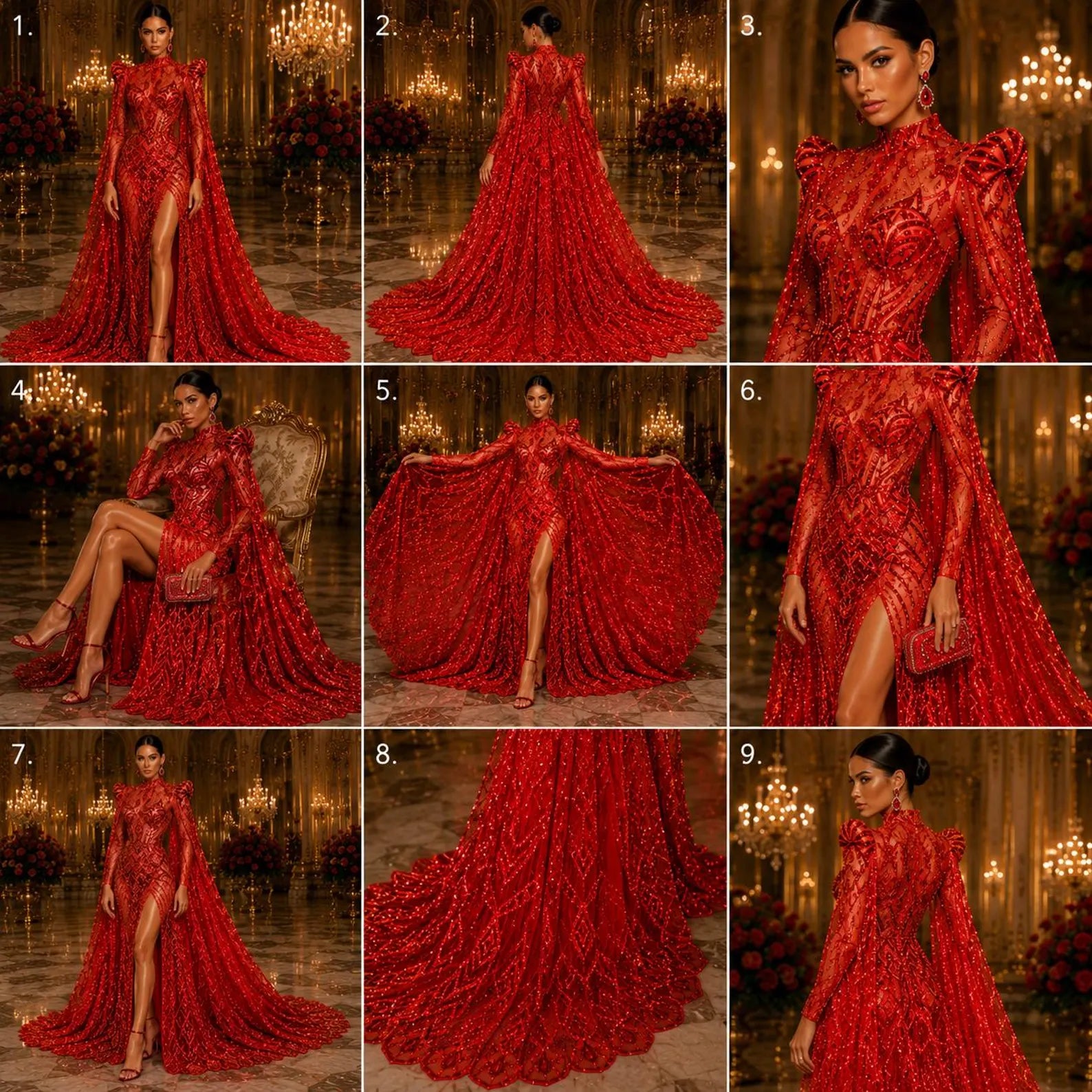 Red - Marvelous Mermaid Luxury Shiny Sequin 4-Way Stretch Mesh Fabric – Prom & Evening Dress Material By The Yard.