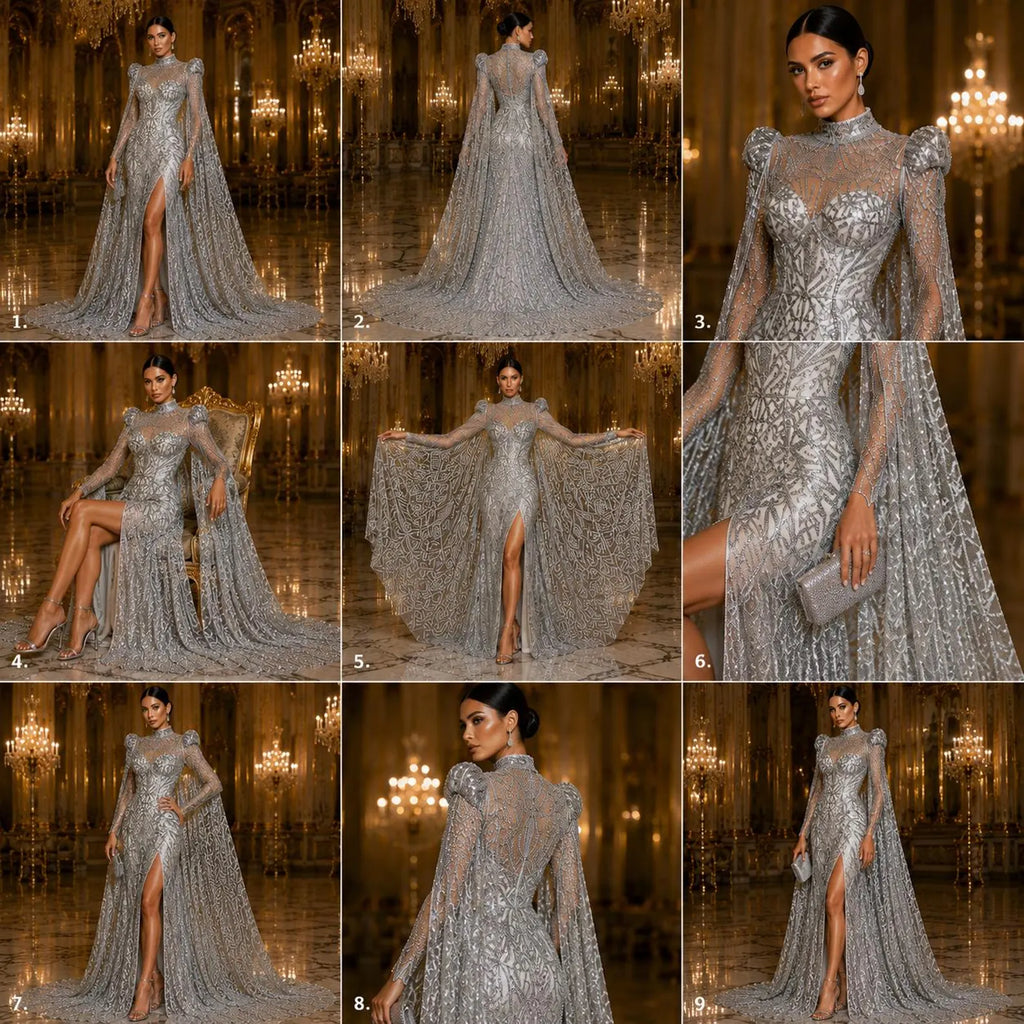 Silver - Marvelous Mermaid Luxury Shiny Sequin 4-Way Stretch Mesh Fabric – Prom & Evening Dress Material By The Yard.