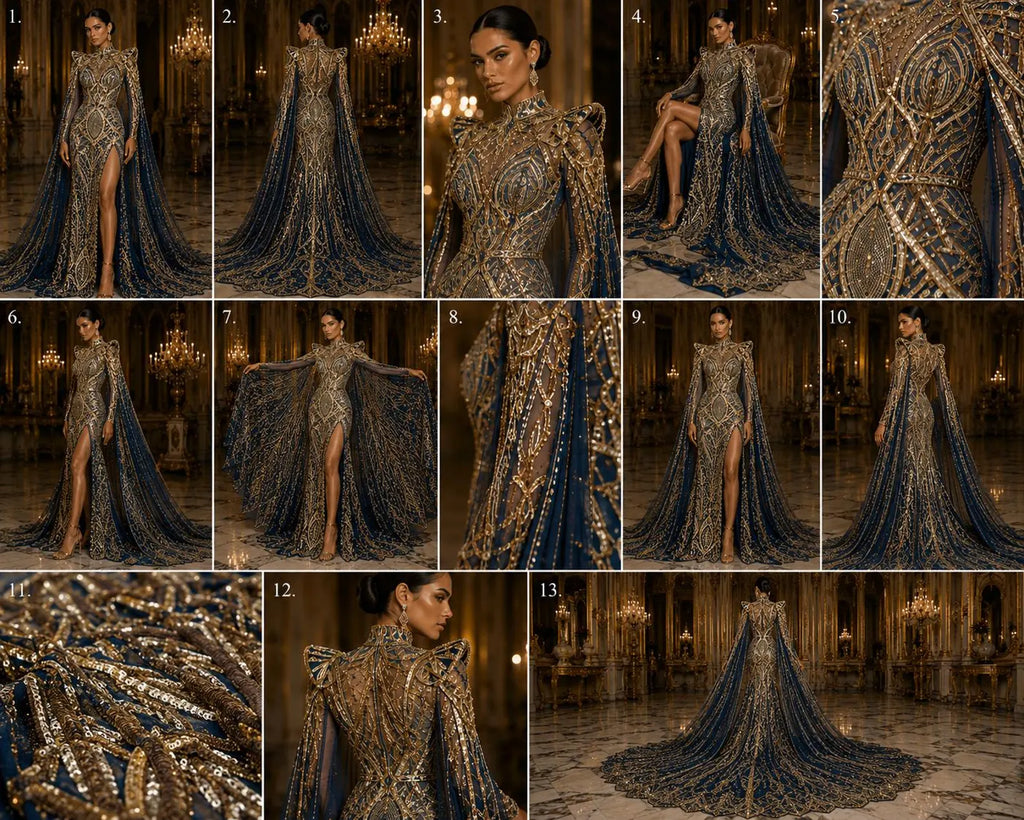 Gold Black - Marvelous Mermaid Luxury Shiny Sequin 4-Way Stretch Mesh Fabric – Prom & Evening Dress Material By The Yard.