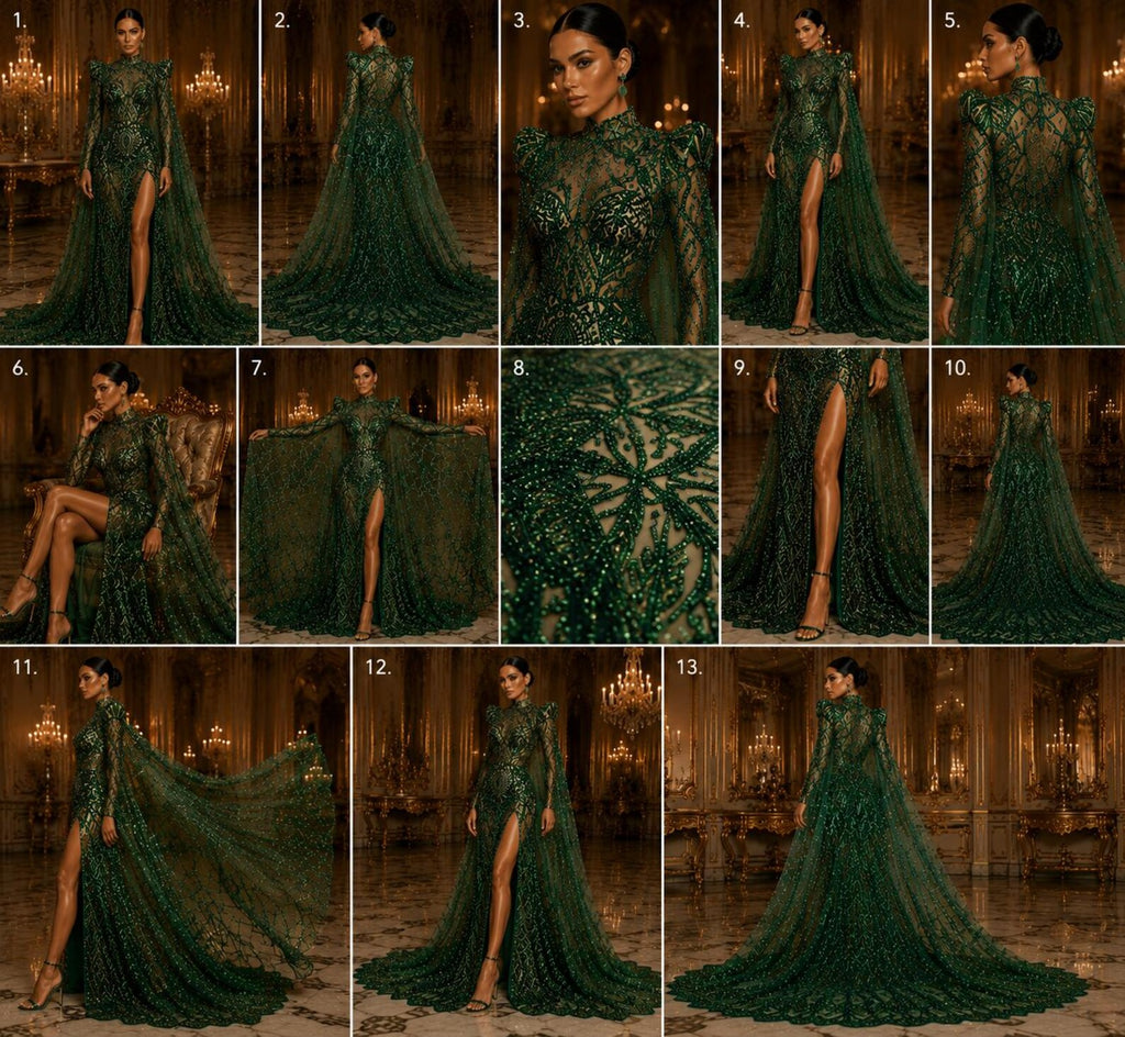 Green - Marvelous Mermaid Luxury Shiny Sequin 4-Way Stretch Mesh Fabric – Prom & Evening Dress Material By The Yard.