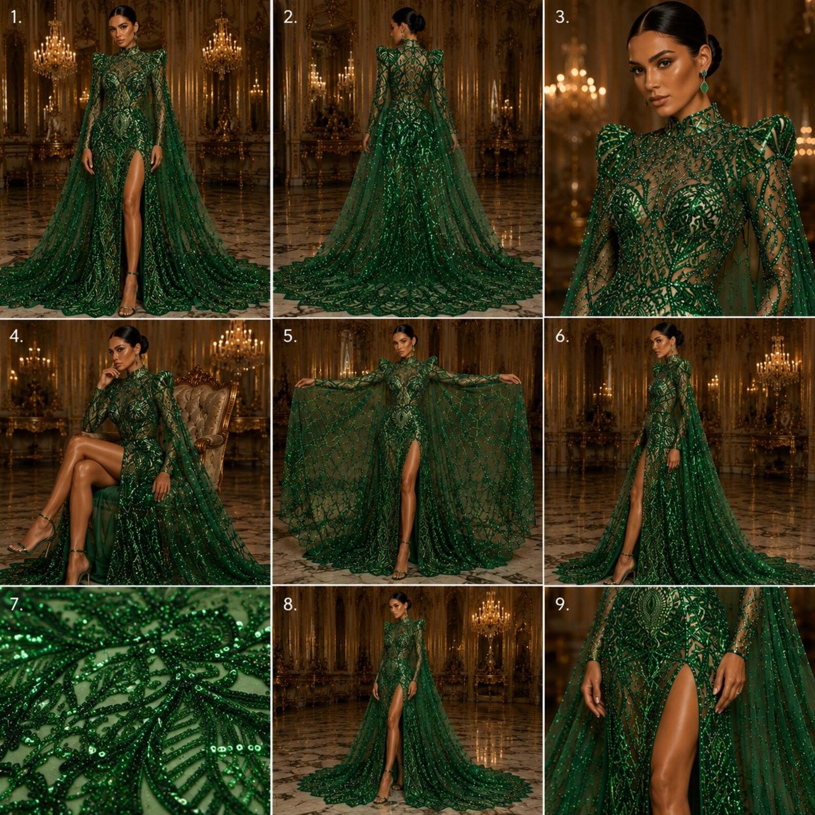 Green - Marvelous Mermaid Luxury Shiny Sequin 4-Way Stretch Mesh Fabric – Prom & Evening Dress Material By The Yard.