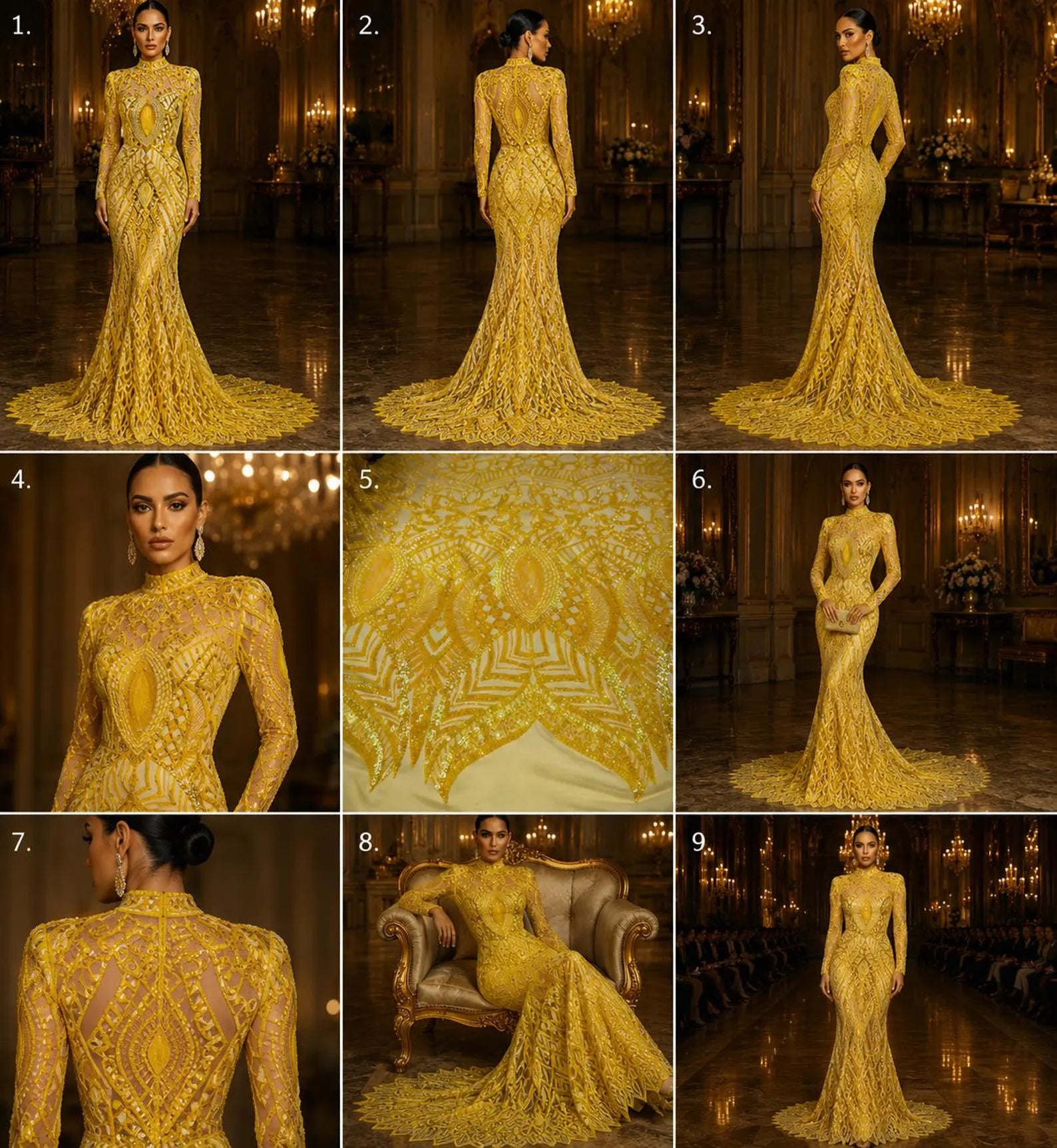 Bright Yellow - Marvelous Mermaid Luxury Shiny Sequin 4-Way Stretch Mesh Fabric – Prom & Evening Dress Material By The Yard.