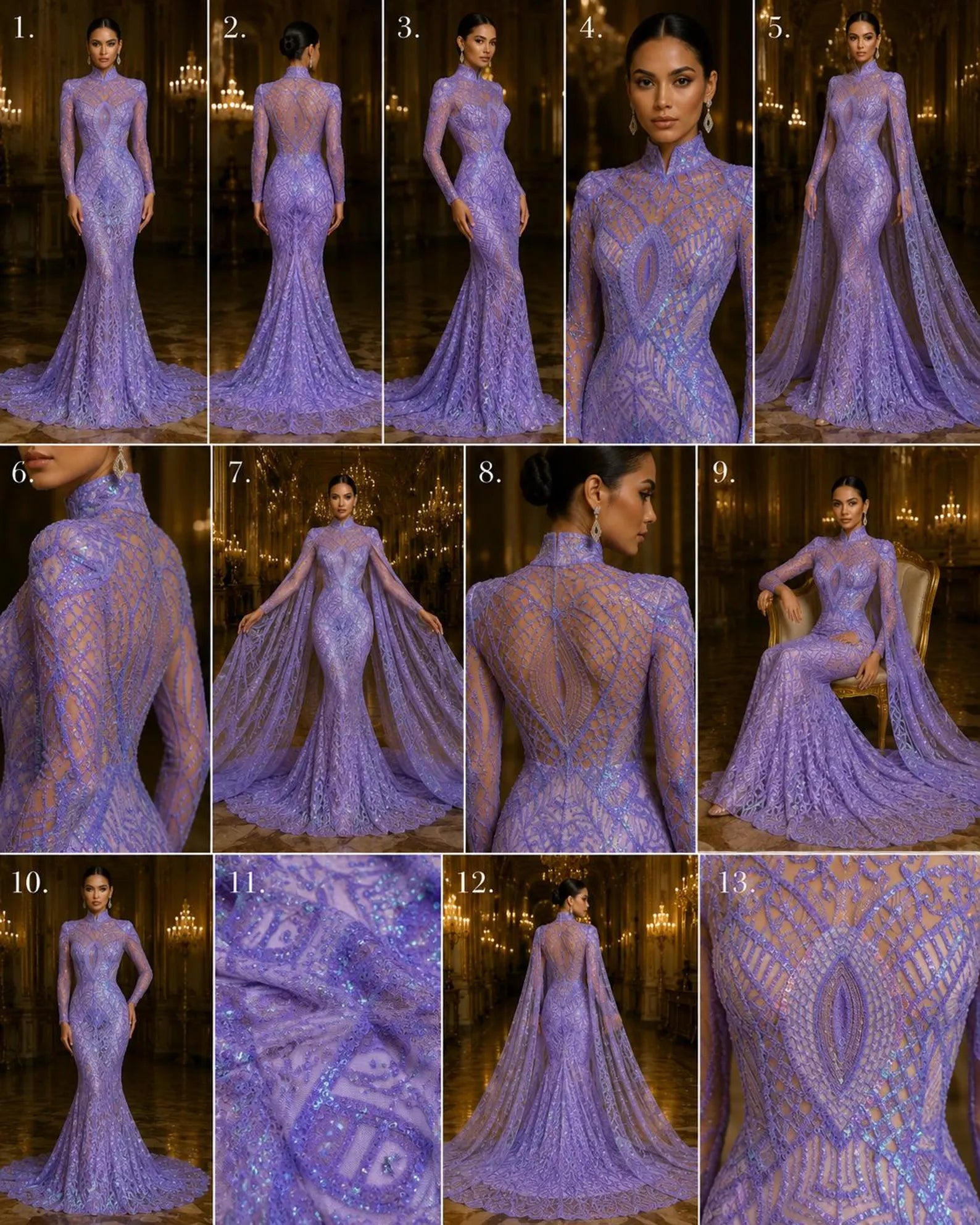 Lavender - Marvelous Mermaid Luxury Shiny Sequin 4-Way Stretch Mesh Fabric – Prom & Evening Dress Material By The Yard.