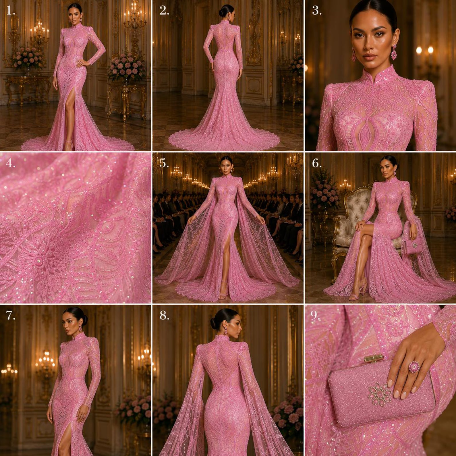 Candy Pink - Marvelous Mermaid Luxury Shiny Sequin 4-Way Stretch Mesh Fabric – Prom & Evening Dress Material By The Yard.