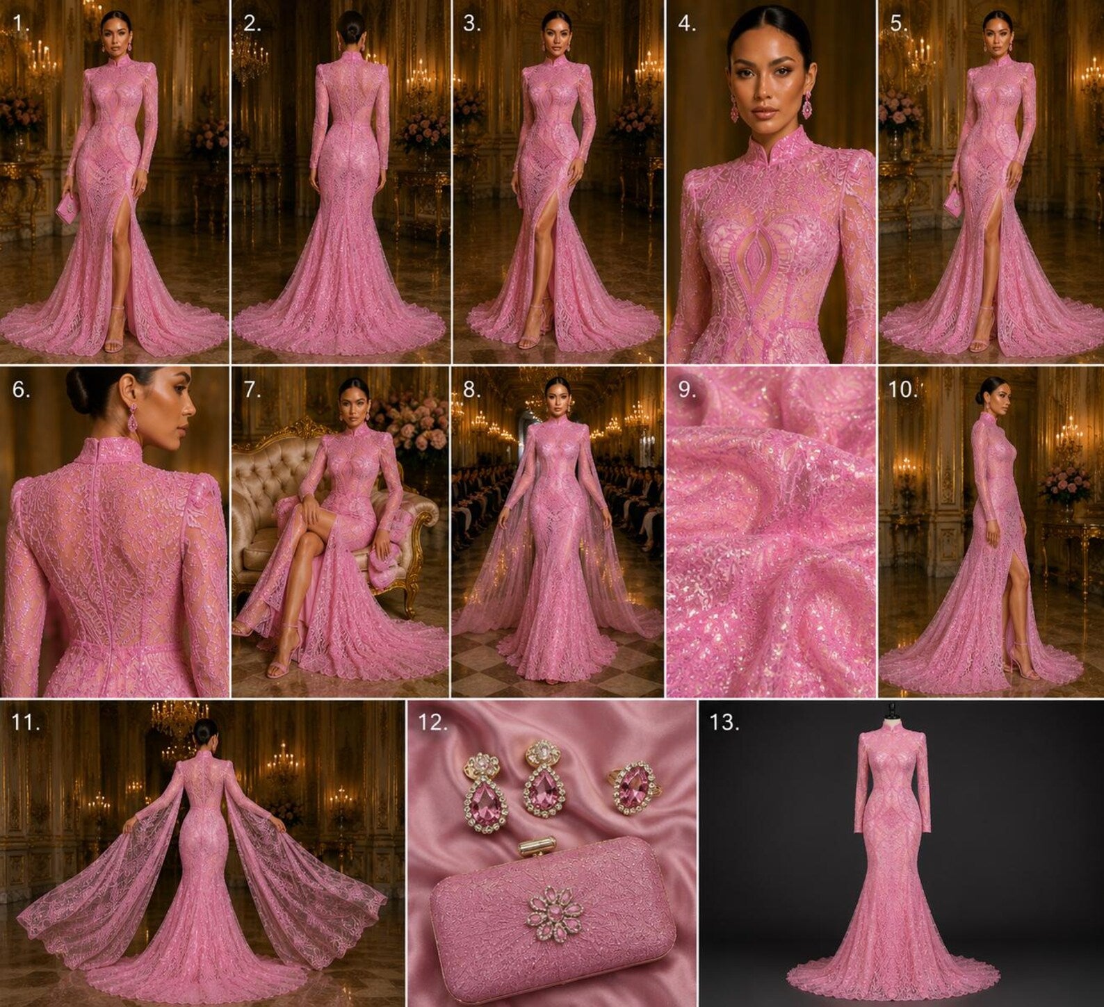 Candy Pink - Marvelous Mermaid Luxury Shiny Sequin 4-Way Stretch Mesh Fabric – Prom & Evening Dress Material By The Yard.