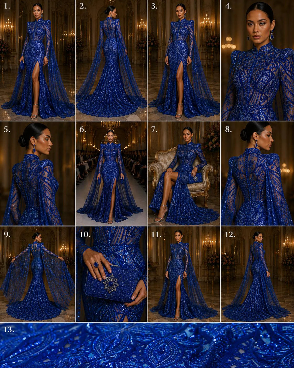 Royal Blue - Marvelous Mermaid Luxury Shiny Sequin 4-Way Stretch Mesh Fabric – Prom & Evening Dress Material By The Yard.