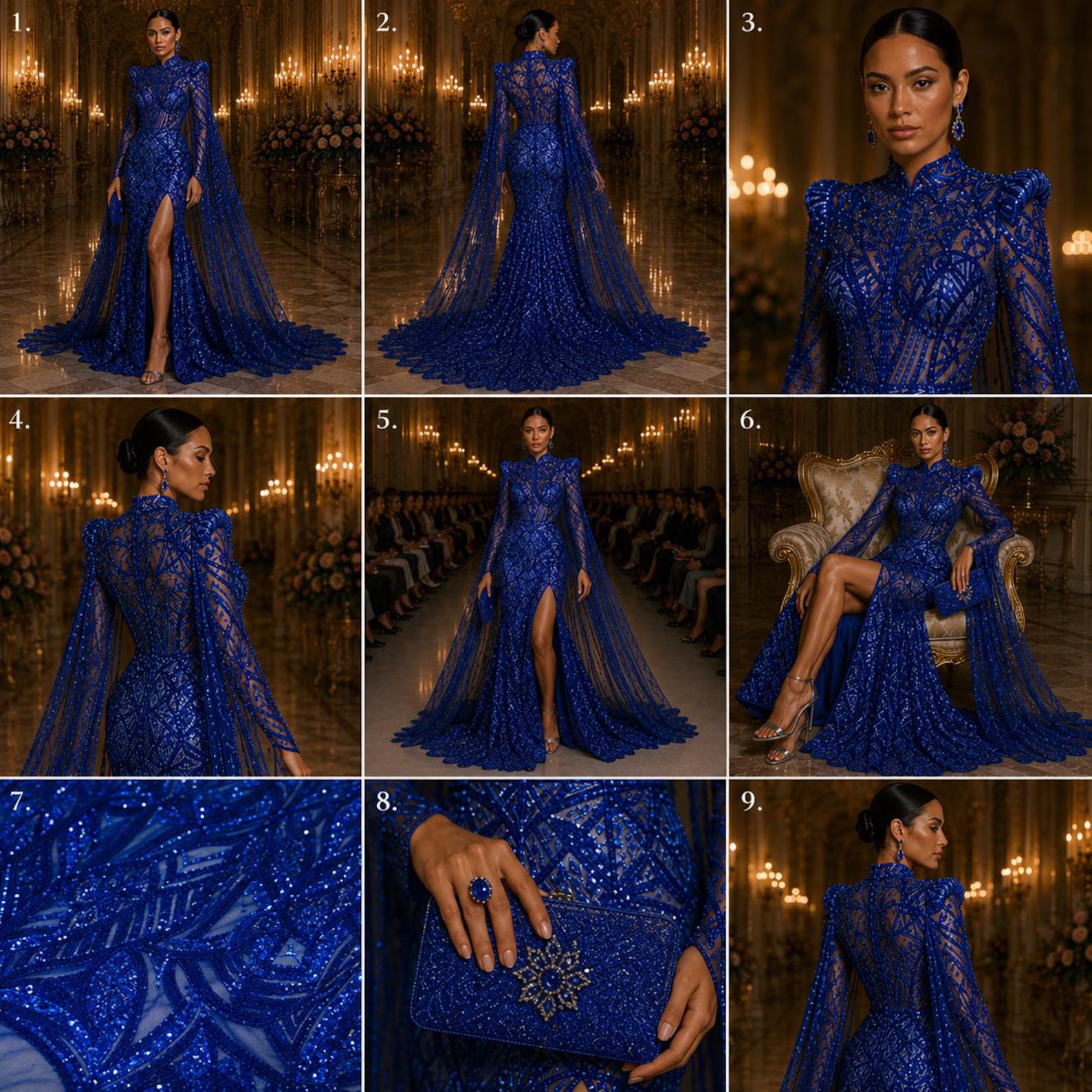Royal Blue - Marvelous Mermaid Luxury Shiny Sequin 4-Way Stretch Mesh Fabric – Prom & Evening Dress Material By The Yard.