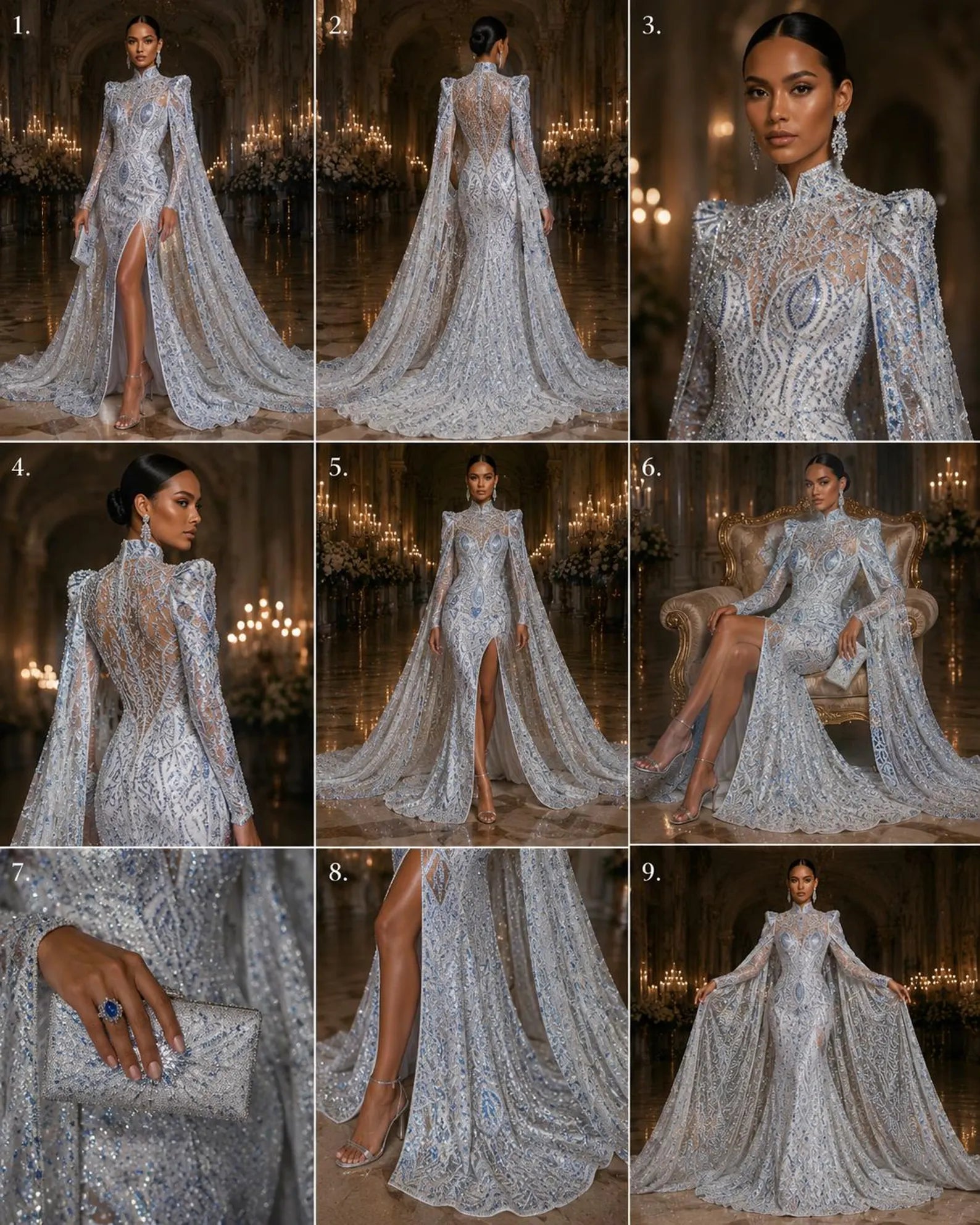 Clear Aqua - Marvelous Mermaid Luxury Shiny Sequin 4-Way Stretch Mesh Fabric – Prom & Evening Dress Material By The Yard.