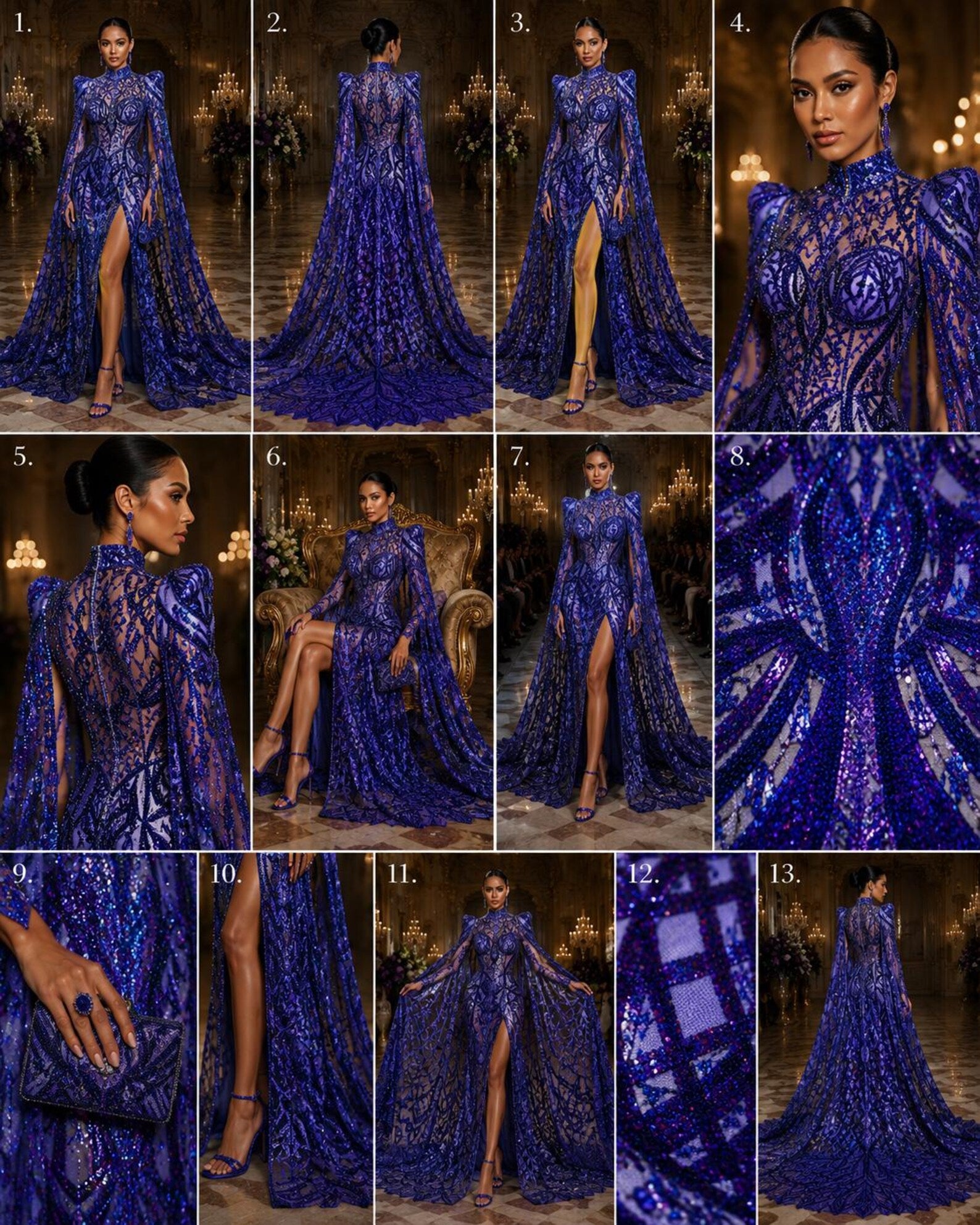 Purple - Marvelous Mermaid Luxury Shiny Sequin 4-Way Stretch Mesh Fabric – Prom & Evening Dress Material By The Yard.