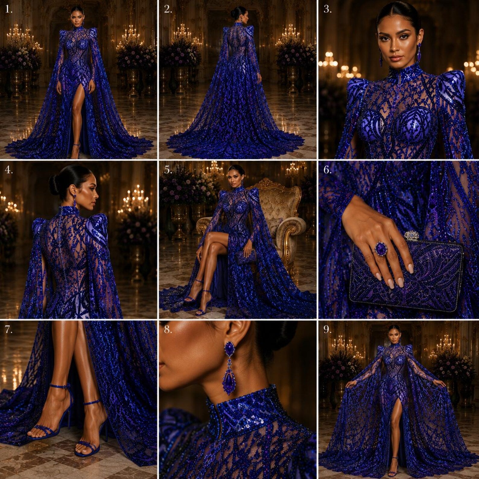 Purple - Marvelous Mermaid Luxury Shiny Sequin 4-Way Stretch Mesh Fabric – Prom & Evening Dress Material By The Yard.