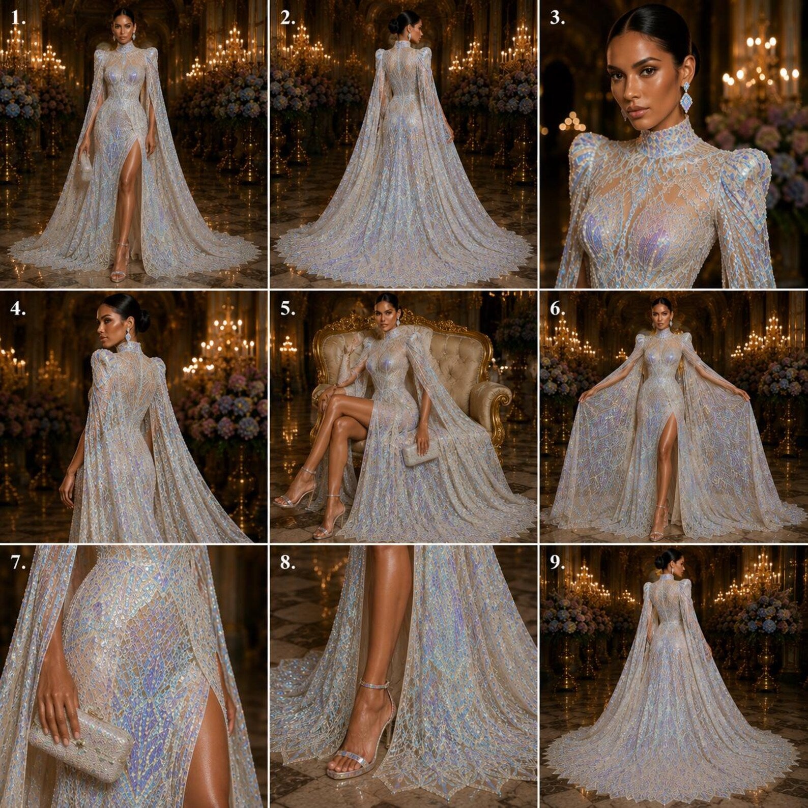 Clear Aqua Nude - Marvelous Mermaid Luxury Shiny Sequin 4-Way Stretch Mesh Fabric – Prom & Evening Dress Material By The Yard.