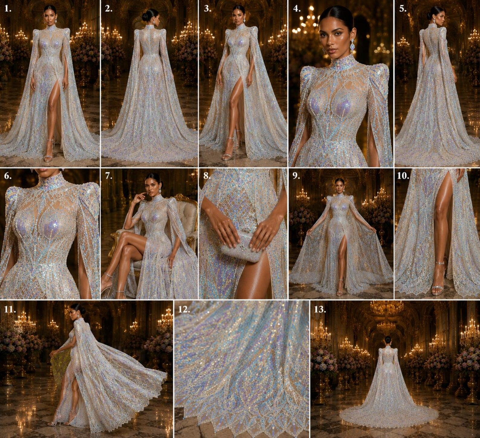 Clear Aqua Nude - Marvelous Mermaid Luxury Shiny Sequin 4-Way Stretch Mesh Fabric – Prom & Evening Dress Material By The Yard.