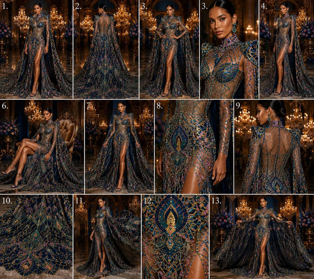 Rainbow Black - Marvelous Mermaid Luxury Shiny Sequin 4-Way Stretch Mesh Fabric – Prom & Evening Dress Material By The Yard.