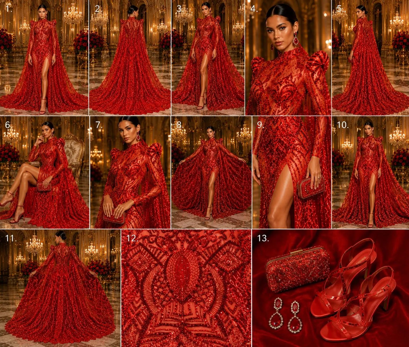 Red - Marvelous Mermaid Luxury Shiny Sequin 4-Way Stretch Mesh Fabric – Prom & Evening Dress Material By The Yard.