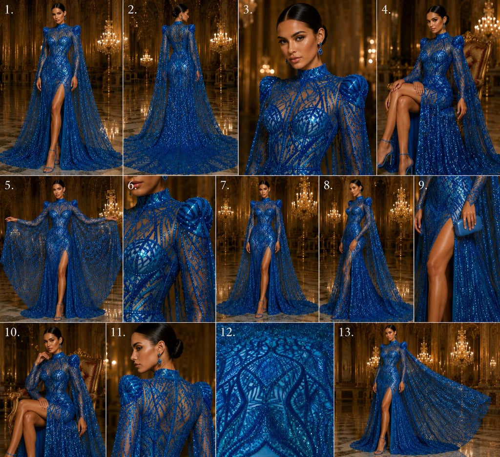 Turquoise - Marvelous Mermaid Luxury Shiny Sequin 4-Way Stretch Mesh Fabric – Prom & Evening Dress Material By The Yard.