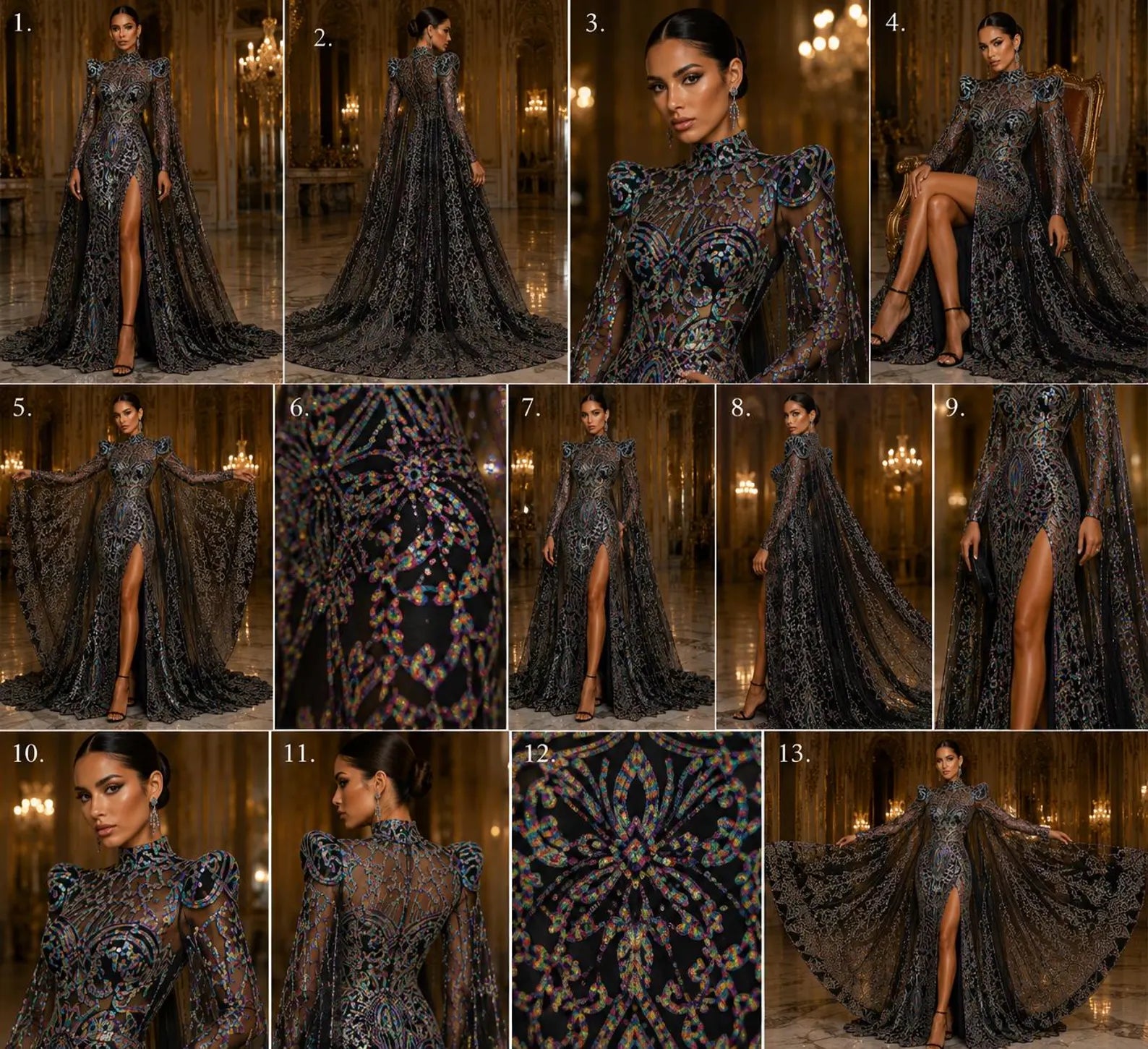 Rainbow Black - Marvelous Mermaid Luxury Shiny Sequin 4-Way Stretch Mesh Fabric – Prom & Evening Dress Material By The Yard.