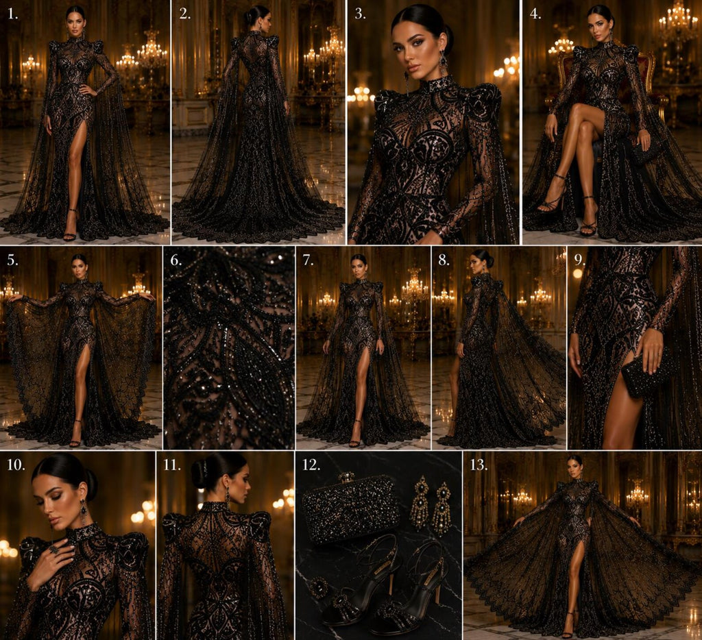 Black - Marvelous Mermaid Luxury Shiny Sequin 4-Way Stretch Mesh Fabric – Prom & Evening Dress Material By The Yard.
