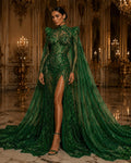 Green - Marvelous Mermaid Luxury Shiny Sequin 4-Way Stretch Mesh Fabric – Prom & Evening Dress Material By The Yard.