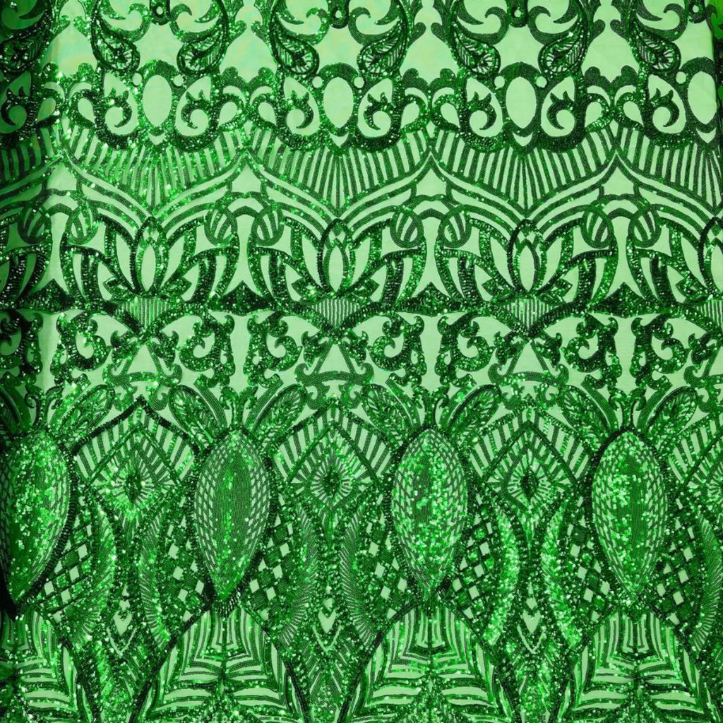 Green - Marvelous Mermaid Luxury Shiny Sequin 4-Way Stretch Mesh Fabric – Prom & Evening Dress Material By The Yard.