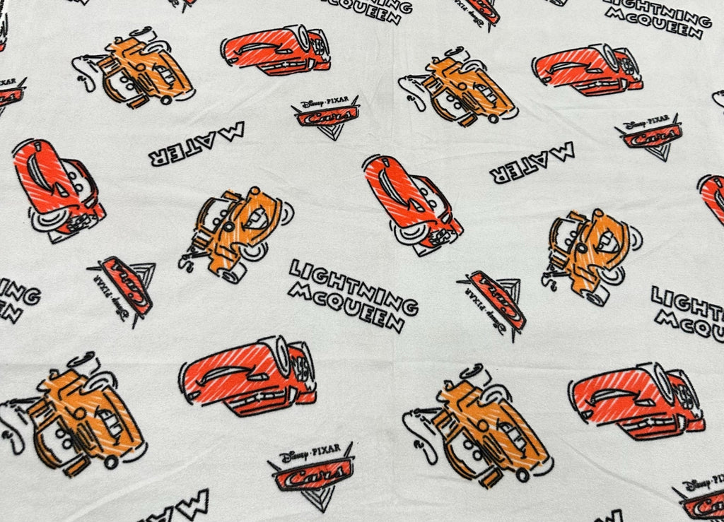 Disney Pixar Cars Fleece Fabric by the Yard, Lightning McQueen & Mater, 58” Wide, 100% Polyester, Kids Blanket and Sewing Fabric