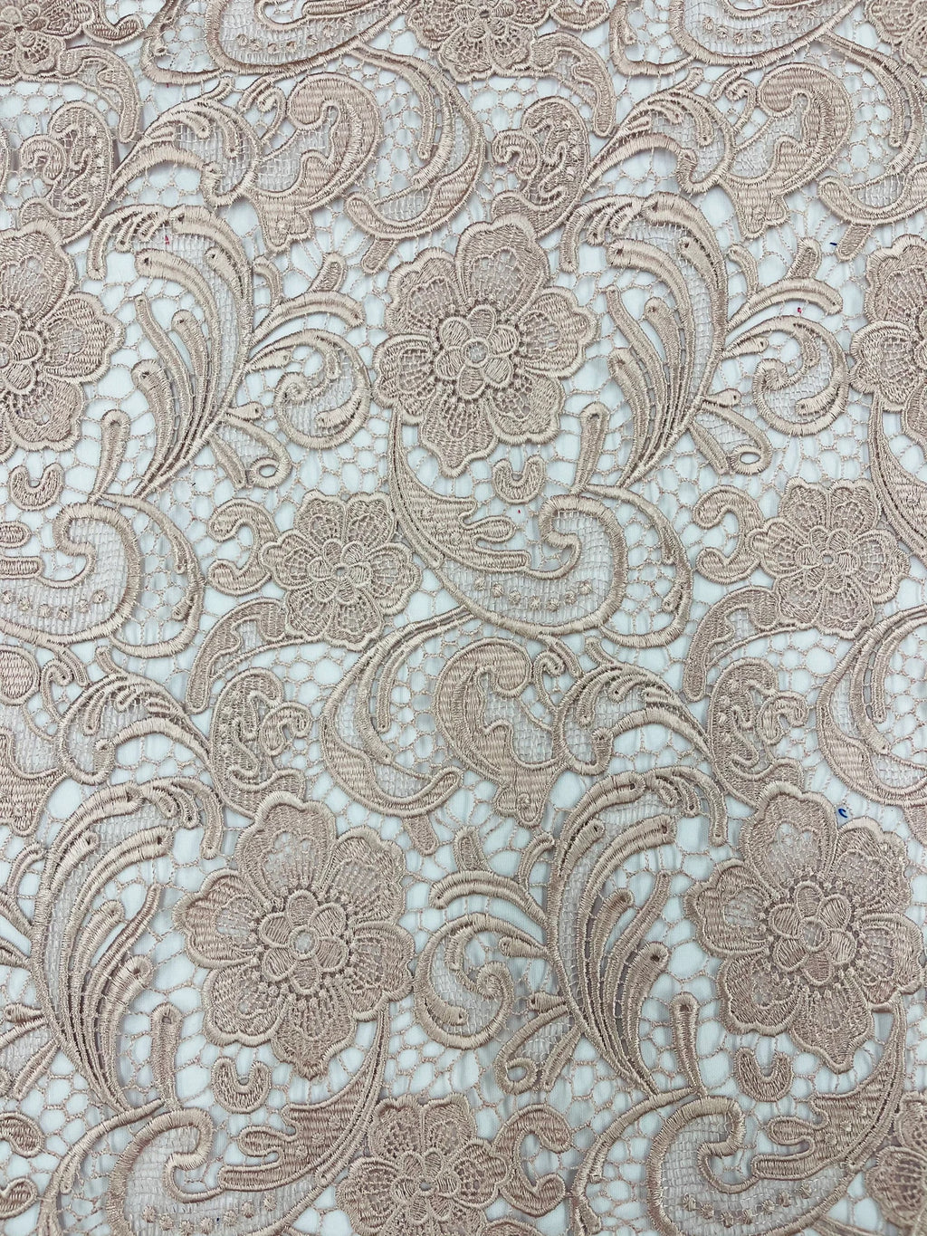 Floral Guipure Lace Fabric - BLUSH - Bridal Wedding Dress Lace a Mesh Fabric for Prom Dress. Sold By The Yard