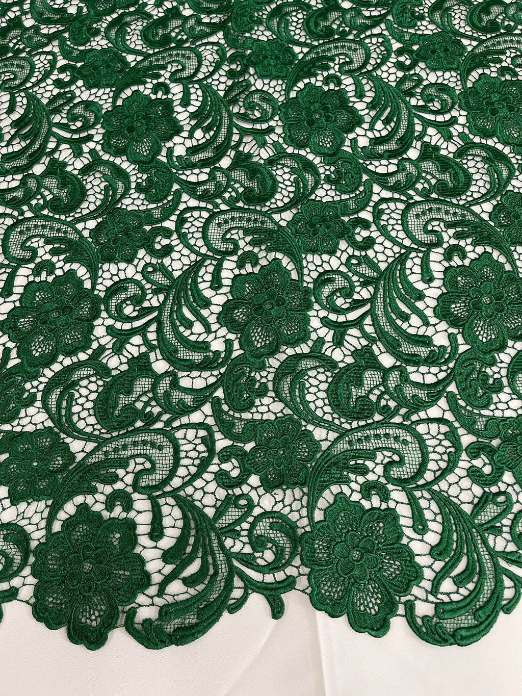 Floral Guipure Lace Fabric - HUNTER - Bridal Wedding Dress Lace a Mesh Fabric for Prom Dress. Sold By The Yard