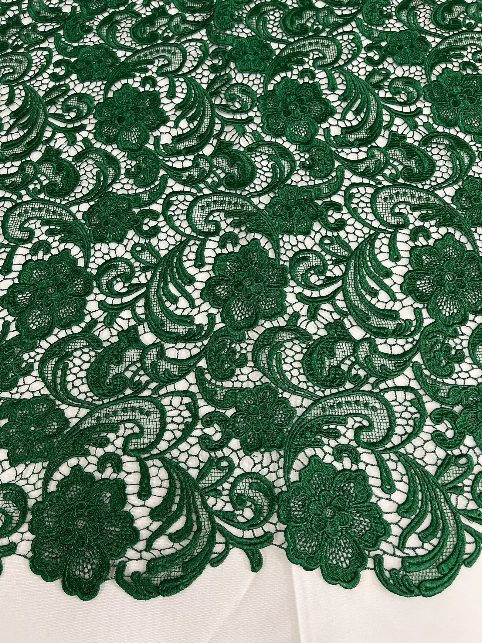 Floral Guipure Lace Fabric - HUNTER - Bridal Wedding Dress Lace a Mesh Fabric for Prom Dress. Sold By The Yard