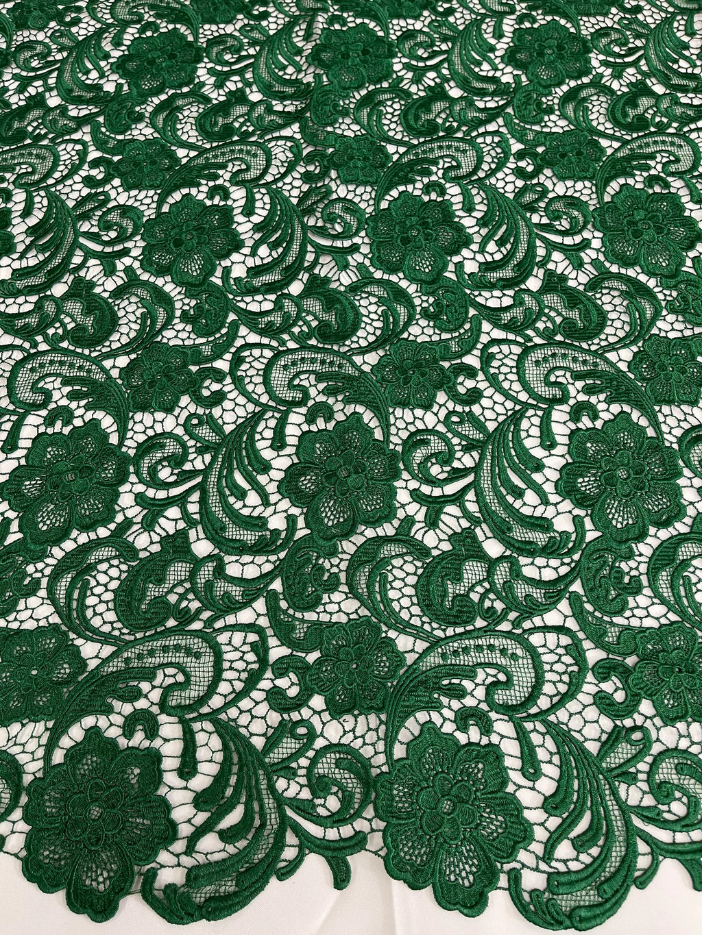 Floral Guipure Lace Fabric - HUNTER - Bridal Wedding Dress Lace a Mesh Fabric for Prom Dress. Sold By The Yard