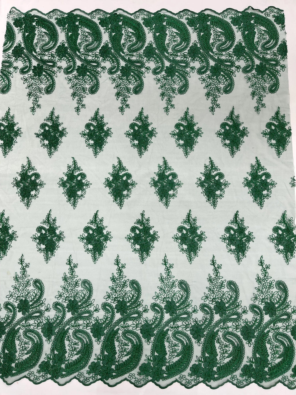 Hunter - Embroidery Damask Design With Sequins On A Mesh Lace Fabric By Yard.